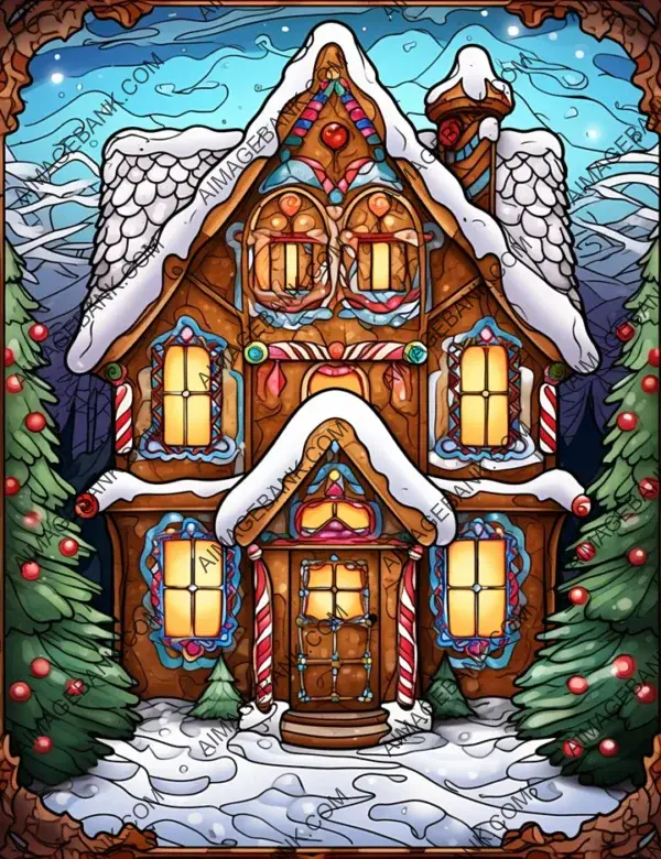 Bright Stained Glass Gingerbread House for Christmas