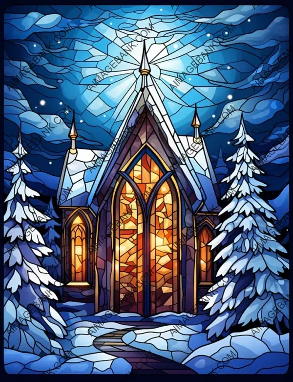 Vivid Stained Glass Style Christmas Memories