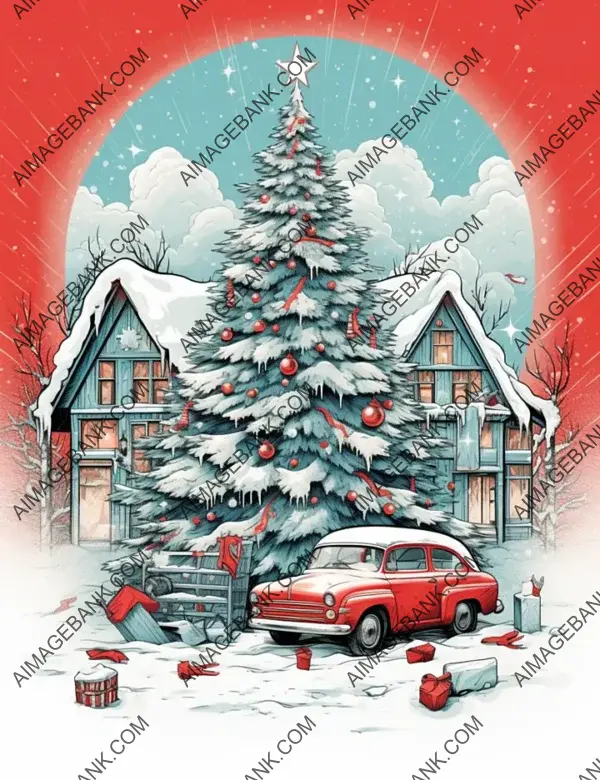 Vibrant Retro Christmas Memories in Colored Pencil