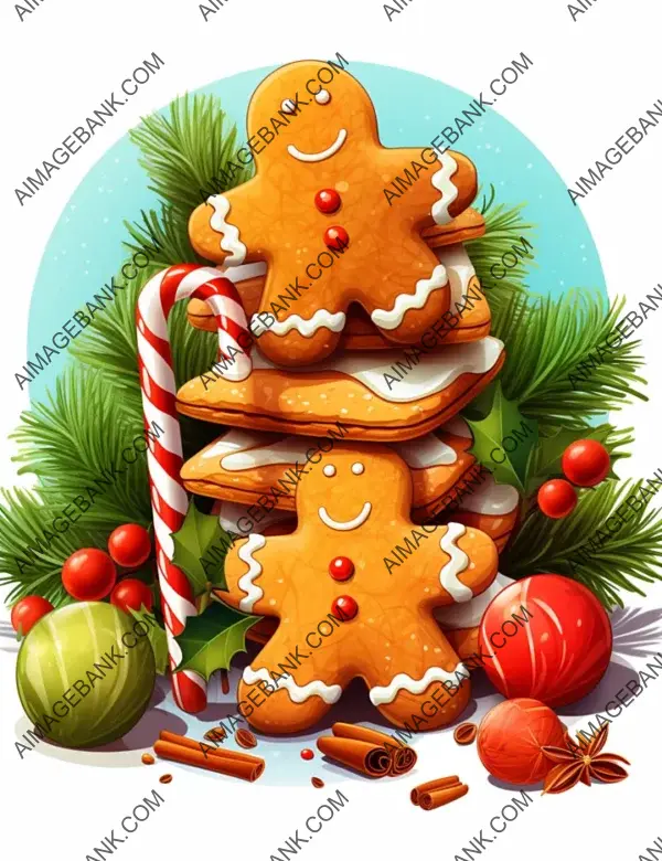 Bright Colored Vector Drawing of Christmas Cookies