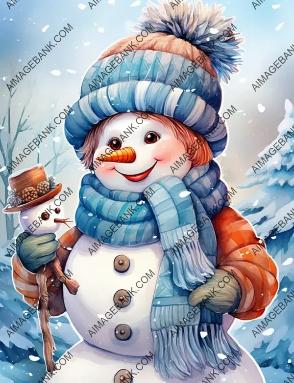 Vibrant Colored Pencil Drawing of Christmas Snowman Memories