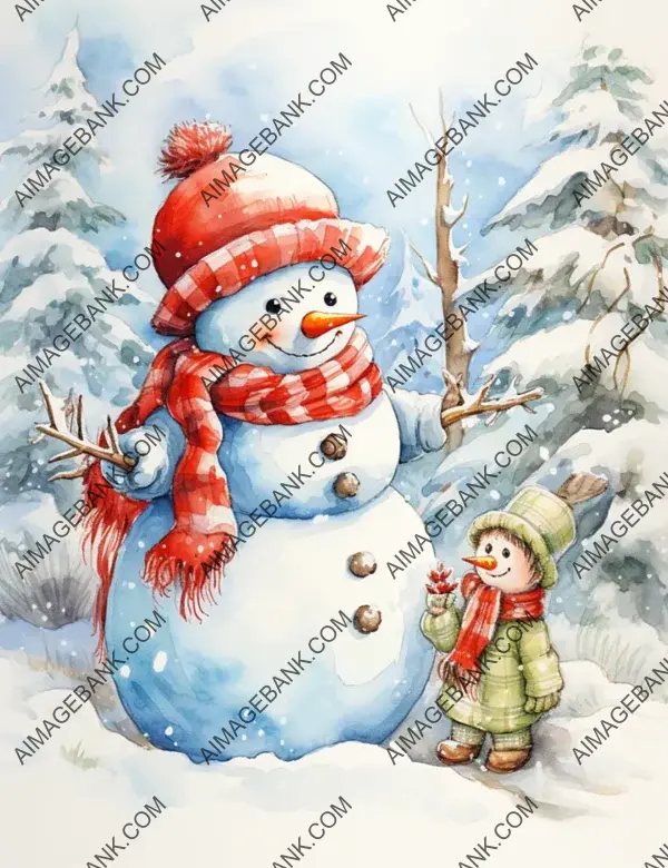 Colorful Christmas Snowman Memories in Bright Colors