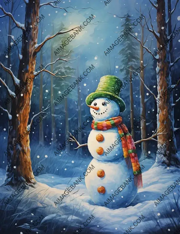 Bright Christmas Snowman Memories in Colored Pencil