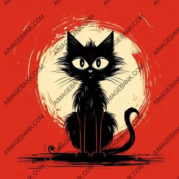 Isolated Cat Drawing &#8211; Tim Burton Influence