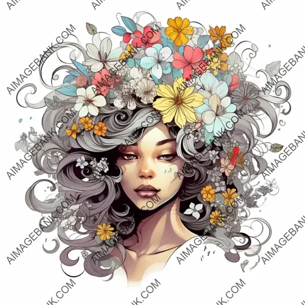 Beautiful Flower Girl in Vector Art