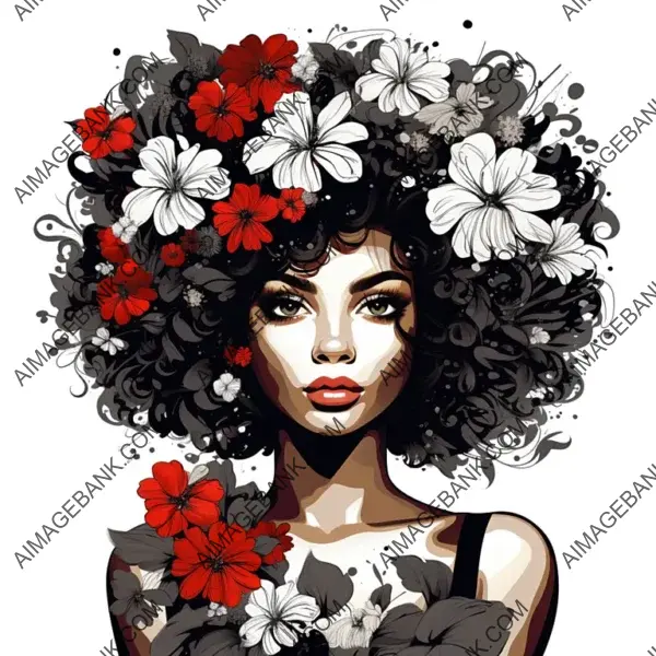 Vector Art: Flower Girl in Black and White