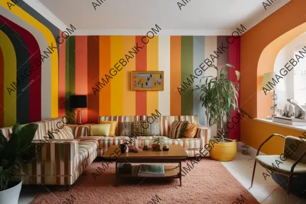 Get Inspired by the Vibrant Colors of the Living Room with Striped Walls