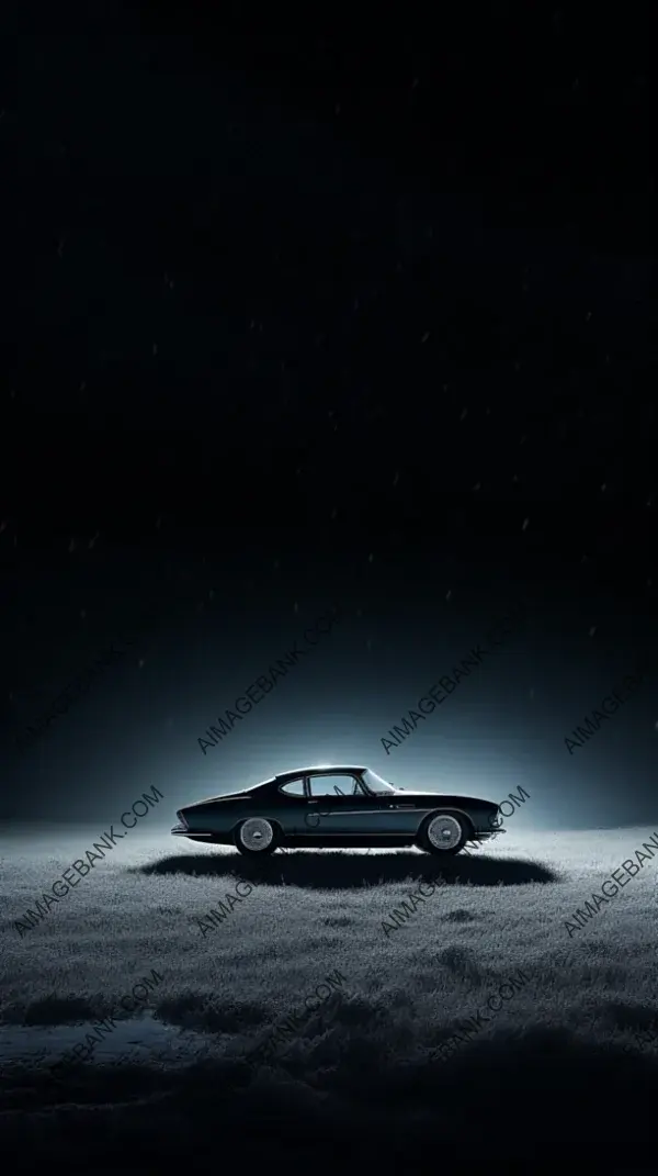 Classic Car on an Infinity&#8217;s Edge During a Snowstorm