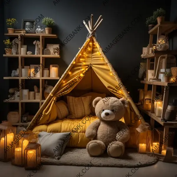 Inviting Children&#8217;s Room with Nighttime Toys and Cuddly Bears