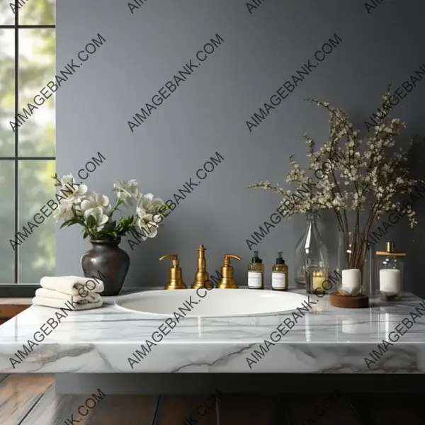 Luxury Bathroom: White with Marble Table