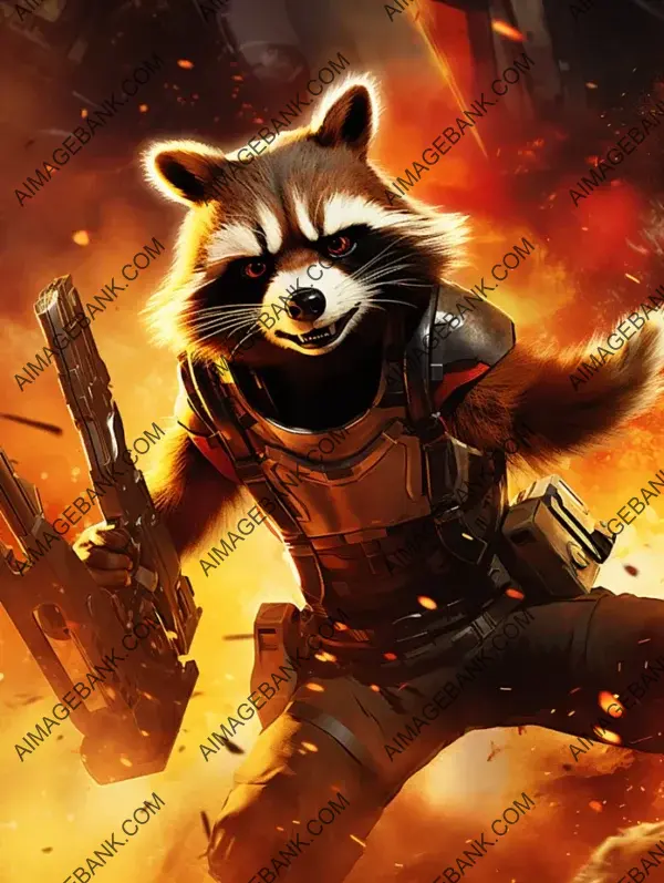 Rocket Raccoon Action Pose: Guardians of the Galaxy