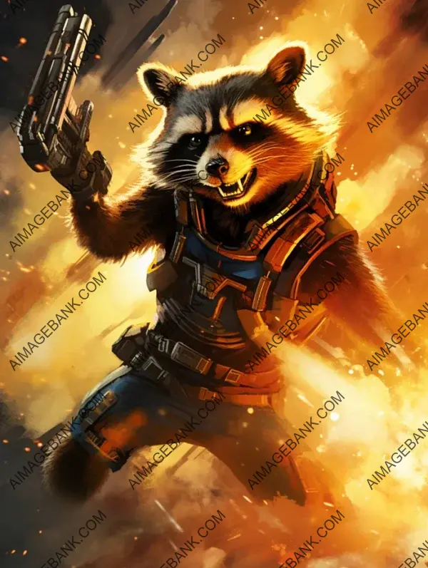 Rocket Raccoon&#8217;s Action-Packed Illustration: Guardians of the Galaxy