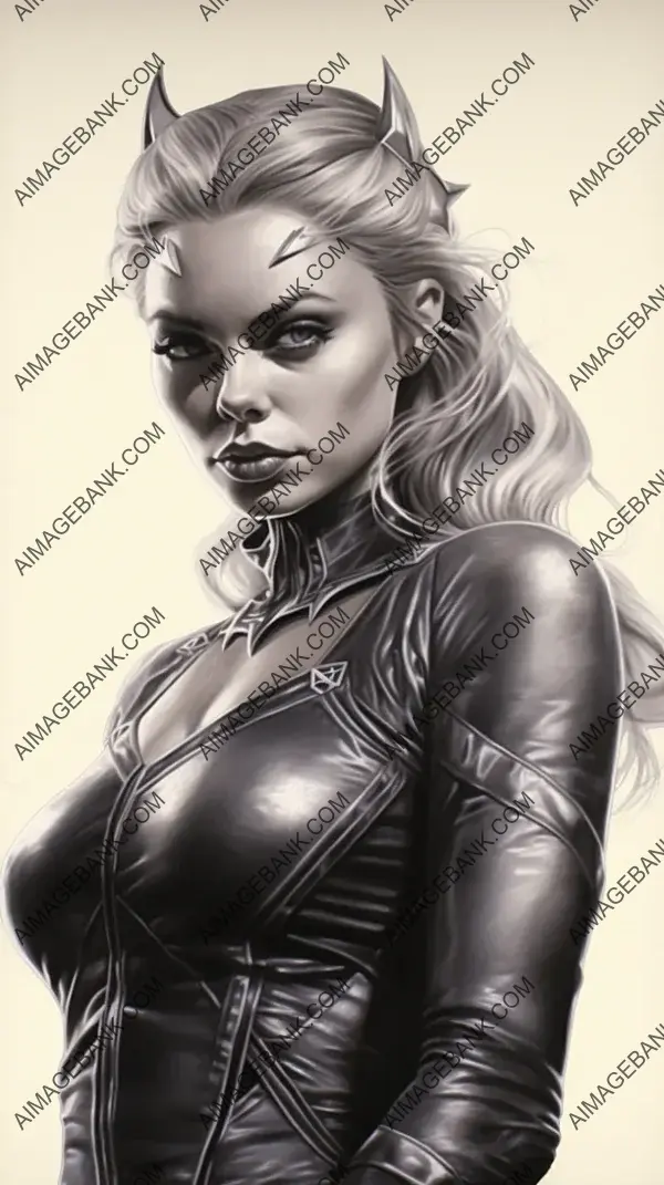 Realistic Silver-Haired Catwoman Sketches from the 90s