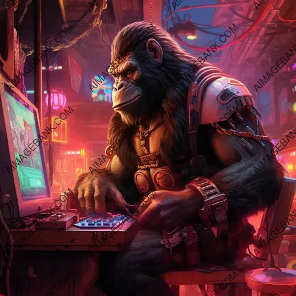 Cyberpunk Art Featuring Donkey Kong