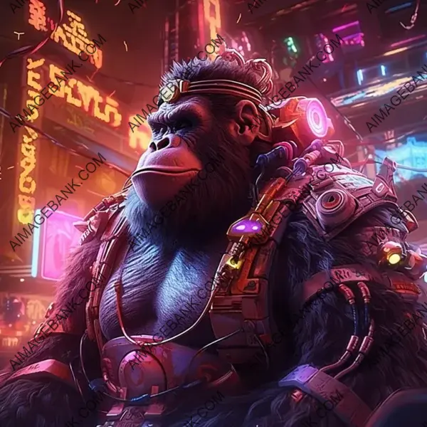 Donkey Kong Art with Cyberpunk Aesthetics