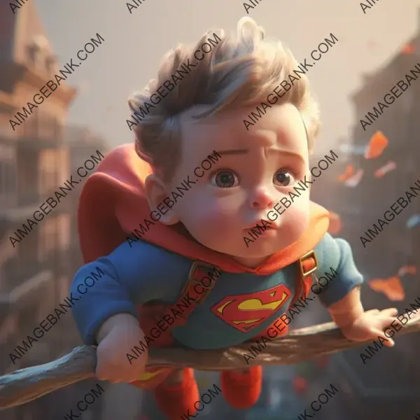 Adorable Baby Superman in Flight