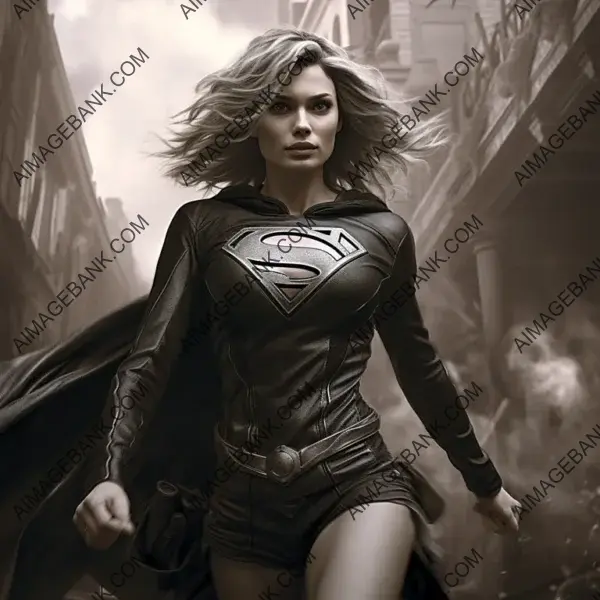 Supergirl Charcoal Art &#8211; Beautifully Crafted Black and White Illustration