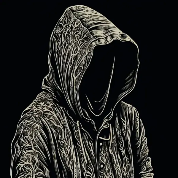 Woodcut Illustration in Line Art Style Depicting Leavers Hoodie