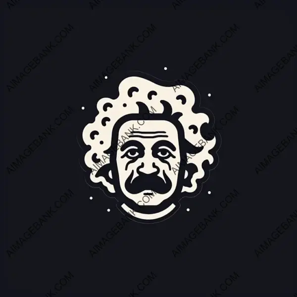 Iconic Albert Einstein Logo in Simple Line Art &#8211; Ideal for Apps and Icons