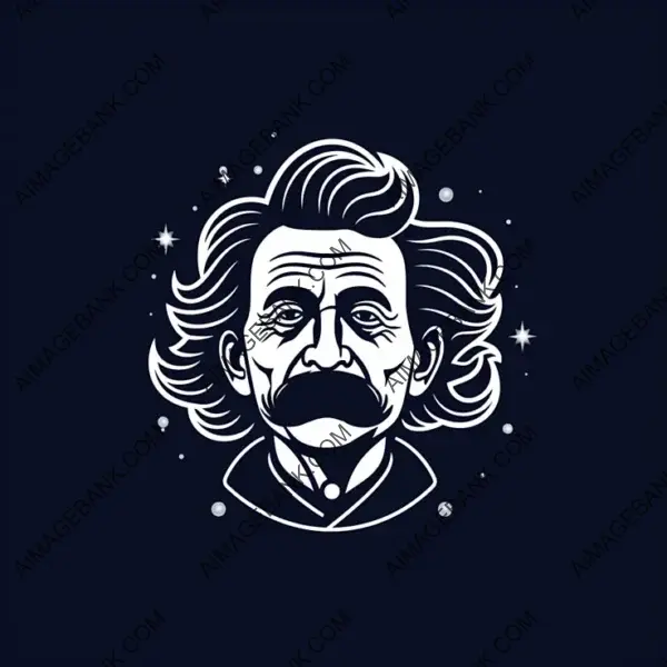 Albert Einstein Logo in Minimalistic Line Art &#8211; Ideal for Apps and Icons