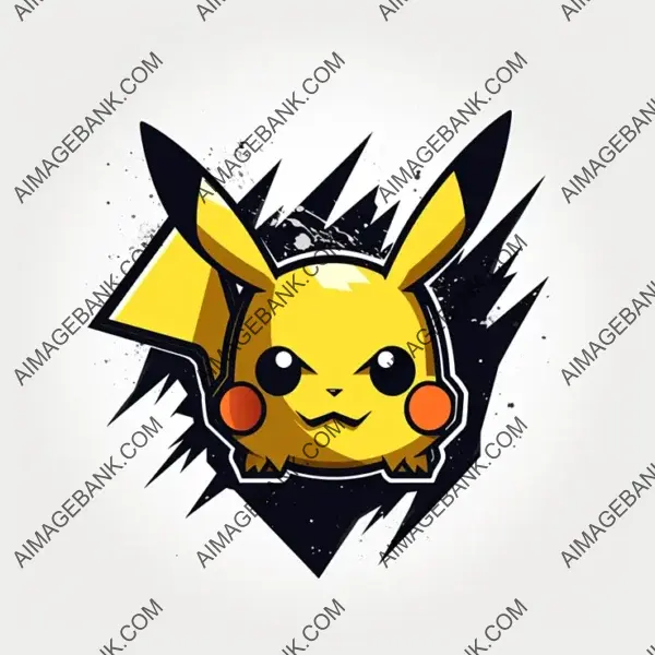 Embrace the Playfulness of Simple Pikachu Logo Art Style on a White Background