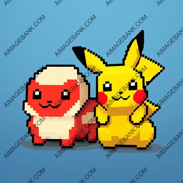 Pixel Art Depiction of Minecraft Pokemon