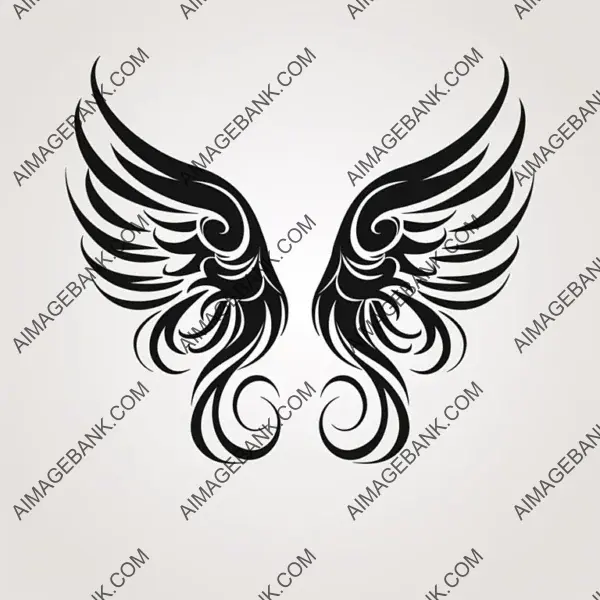 Angelic Elegance: Vectoriel Angel Wings Stencil