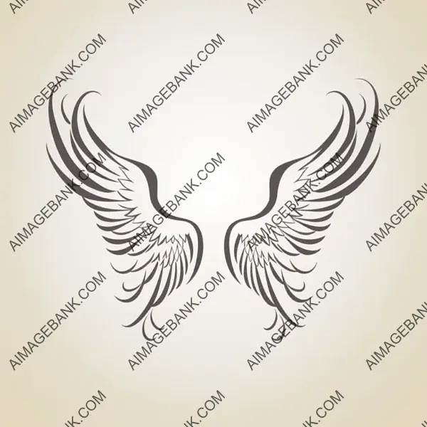 Intricate Angel Wings: Vectoriel Design Stencil