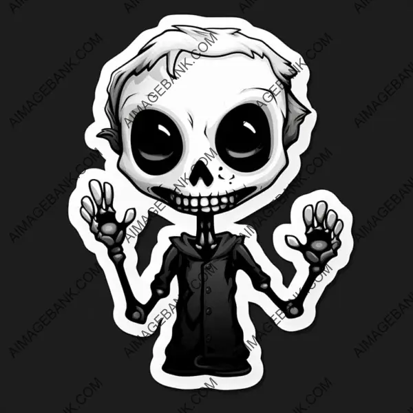 Black and White Cartoon Chibi Boney Hand