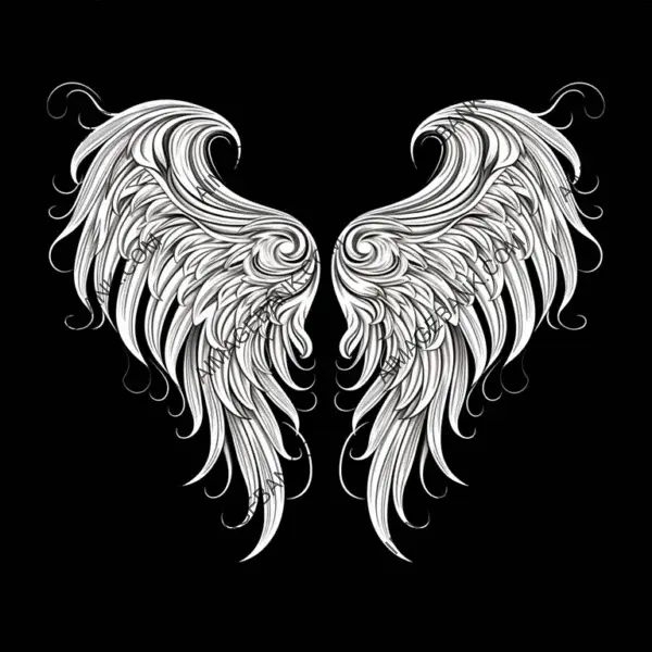 Vector Clip Art: Black and White Angel Wings