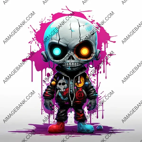 Up-Lighted Colorful Graffiti Style with Cute Skullboy