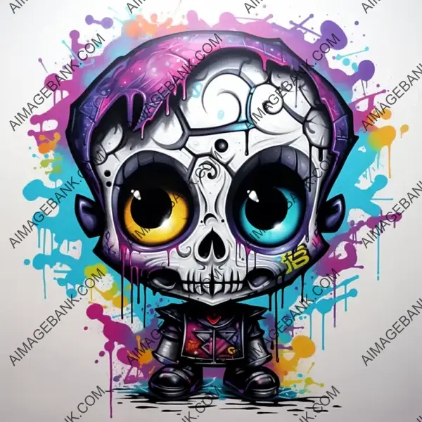 Colorful Up-Lighted Graffiti with Cute Skullboy Style