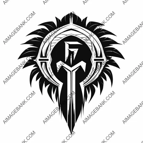 Fantasy Rune Symbol Black Faction Emblem on White Background