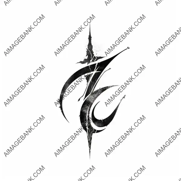 Fantasy Rune Symbol on White Background Black Faction Emblem