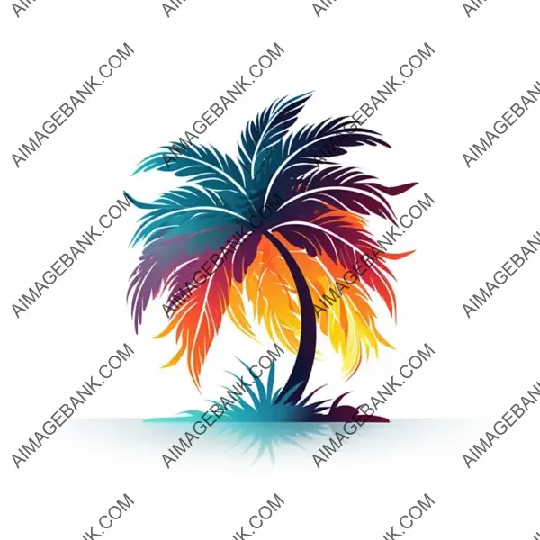 Palm Tree Graphic Logo Illustration in White on Sol