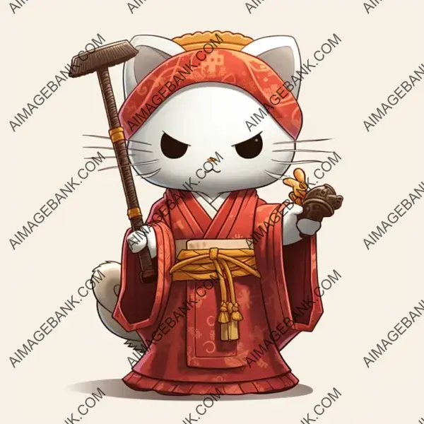 Adorable Hello Kitty Monk with Tong Hat and Robe