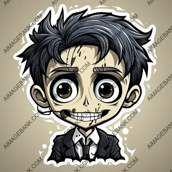 Creepy Skeleton Skull Sticker in Distinctive Style