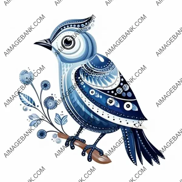 Colorful Boho Hippie Bird: Cartoon Clip Art