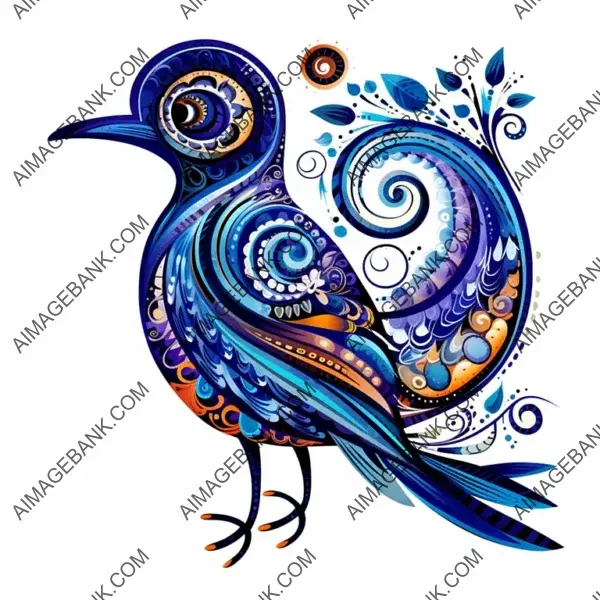 Boho Hippie Silhouette: Colorful Cartoon Bird Clip Art