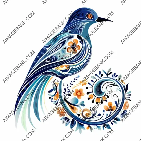 Colorful Boho Hippie Silhouette: Cartoon Bird Clip Art