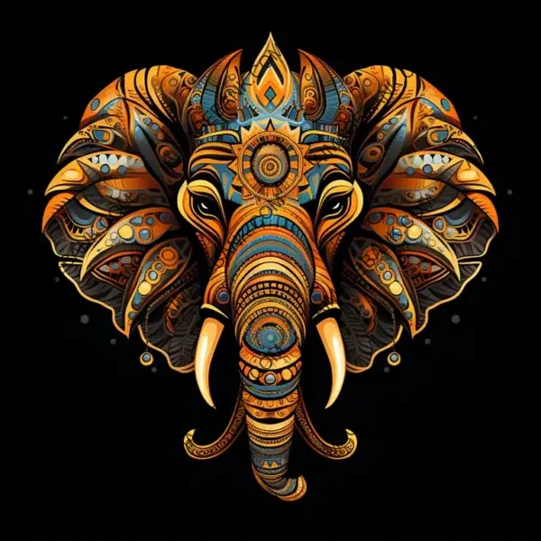 Tribal Symbols Elephant Face: Vector Art