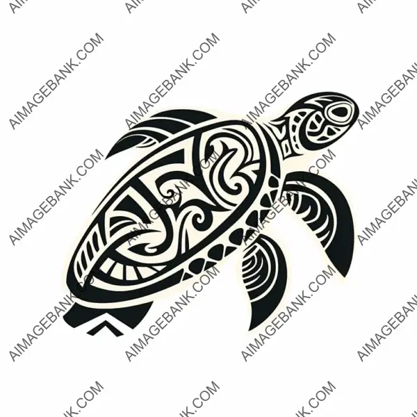 Vector Art Minimalist Tribal Turtle Tattoo