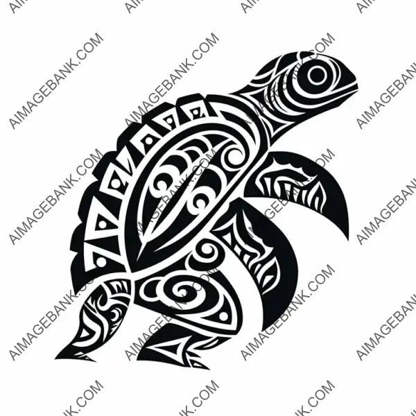 Vector Art Tribal Turtle Tattoo: Minimalist Design
