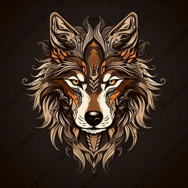 Wolf Face Tattoo Tribal Symbols: Vector Design