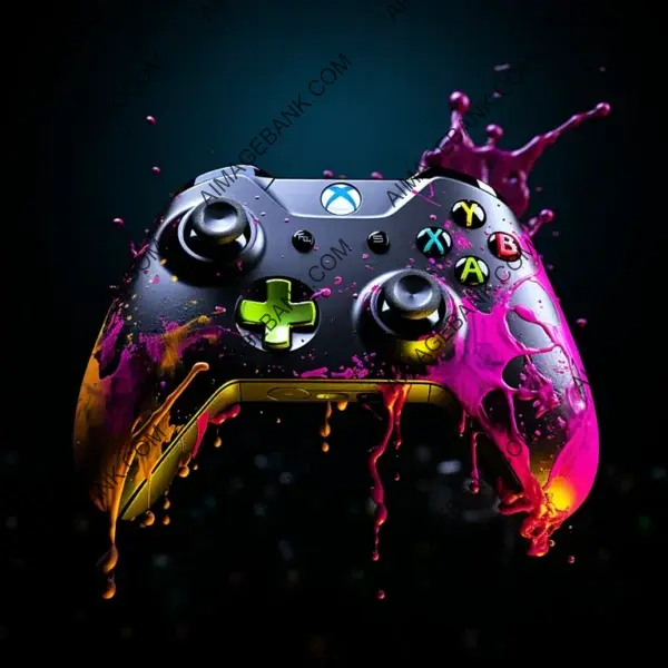 Neon Splatter Design: Isolated Black Xbox Series