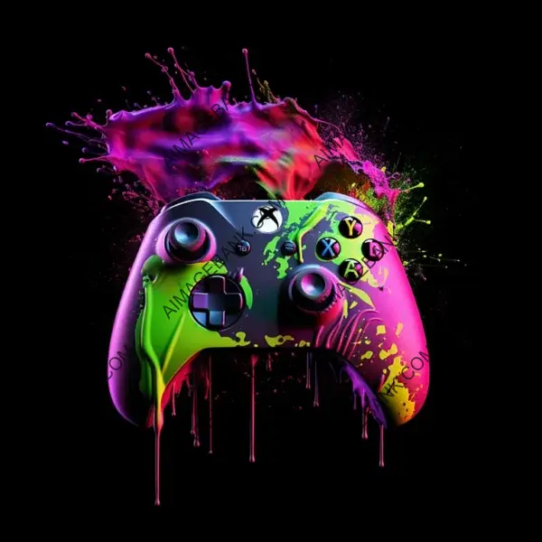 Xbox Series: Isolated Black Neon Splatter Art