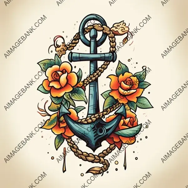 American Traditional Tattoo with Anchor