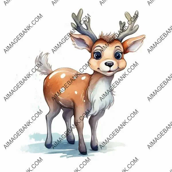 Cute Reindeer with Crisp Edges on White