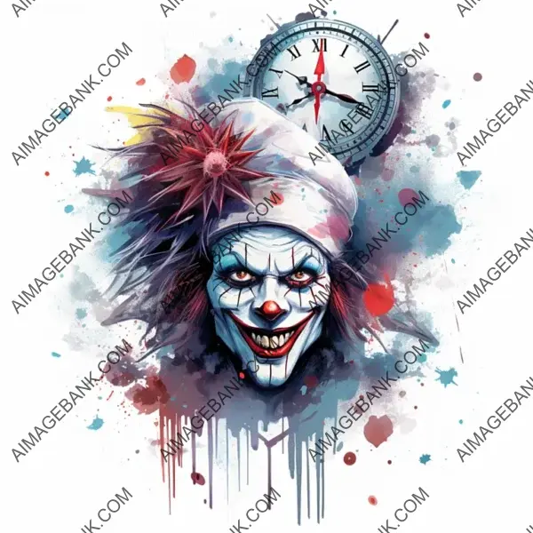 Scary Clown New Year T-Shirt Design