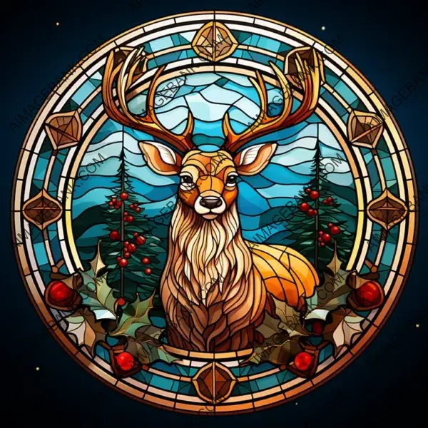 Festive Stained Glass Holiday Illustration
